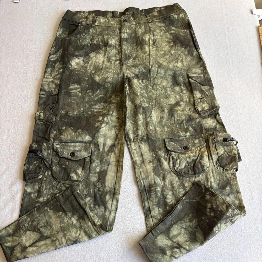 PrettyLittleThing Womens Camo Cargo Pants Plus Size 12 Green Pocket Utility NWT
